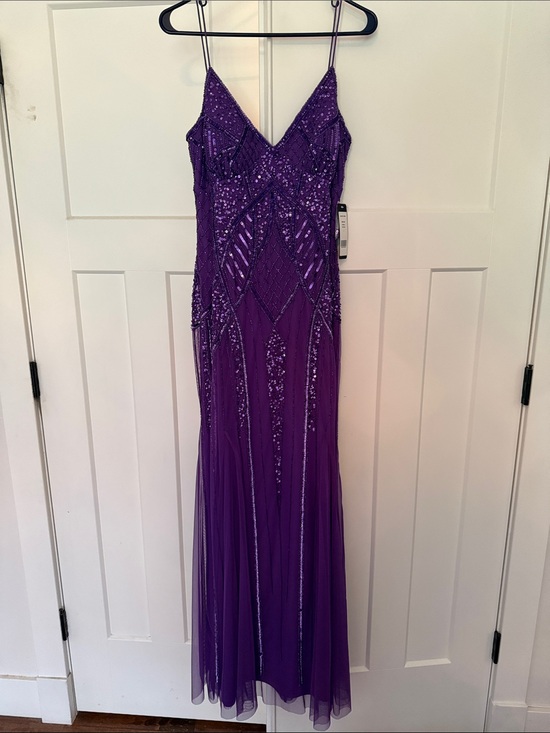 bebe Dresses & Skirts - bebe Purple Beaded Spaghetti Strap Prom Gown